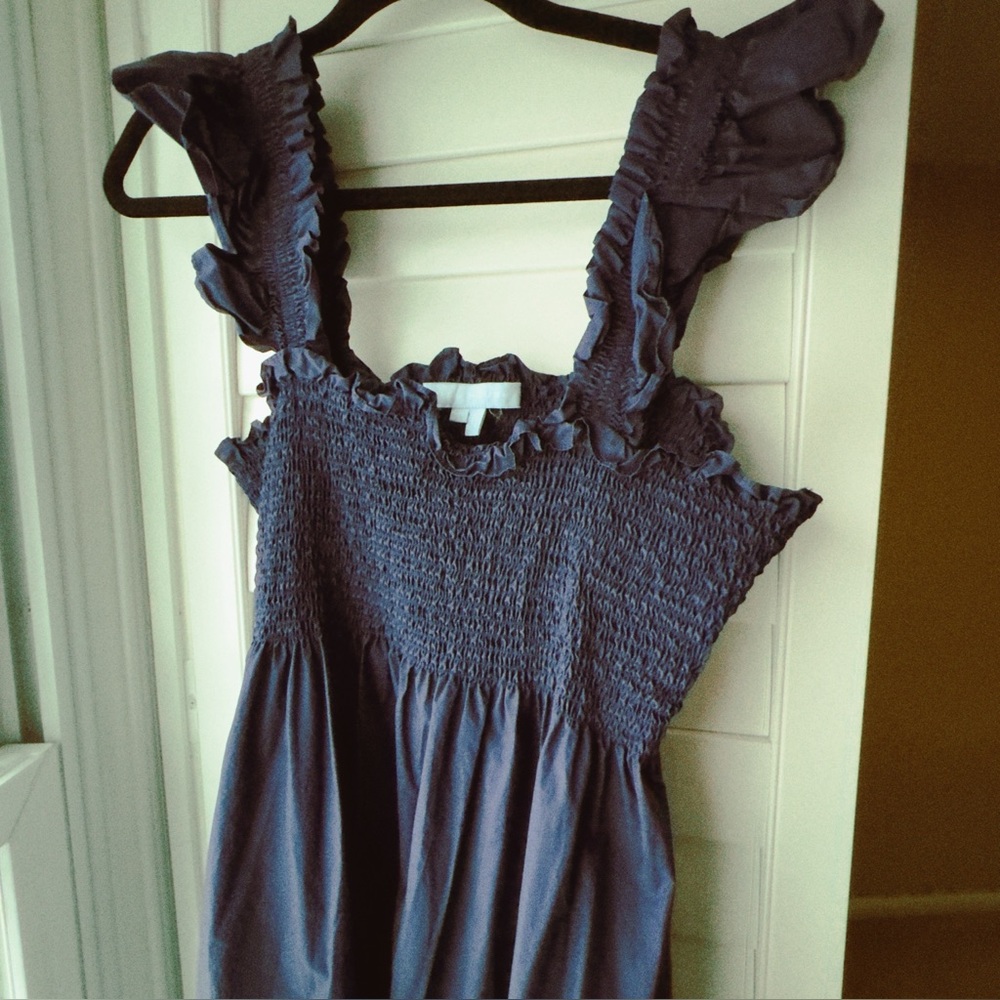 Hill House Blue Ruffled Cotton Dress Ellie Nap dress Navy Size XXL EUC cottage - Picture 6 of 12